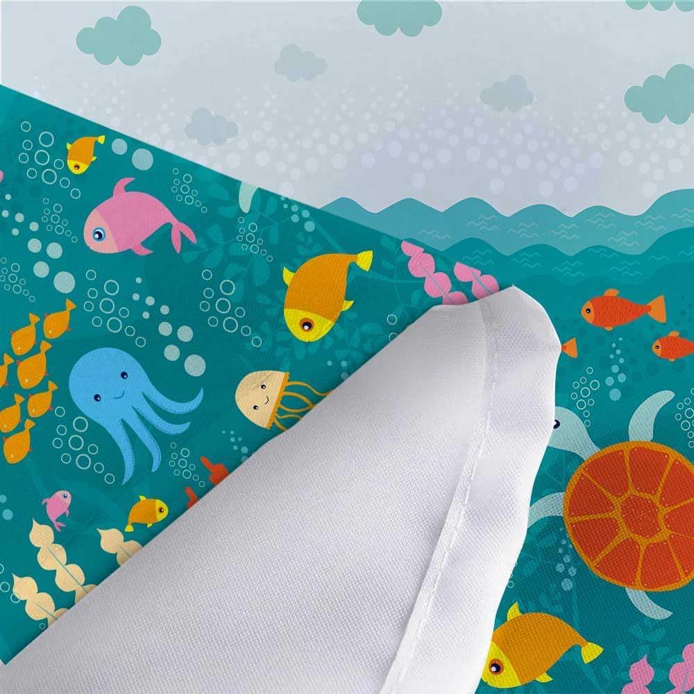 JAWO Kids bathing curtain - fun ocean theme with whale and turtle