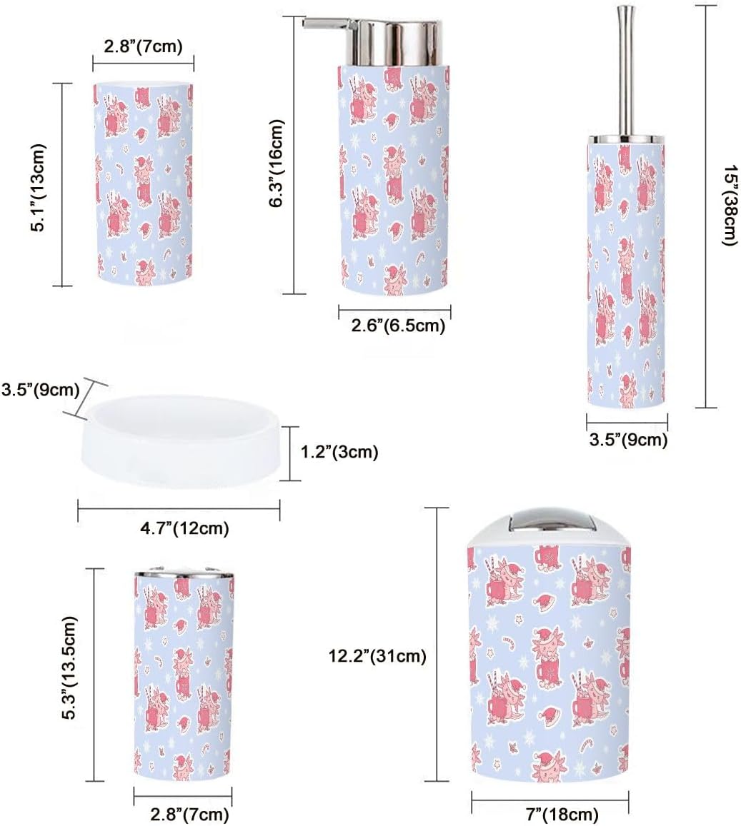 Bathroom Accessory Set - Festive 6-Piece Christmas Design Pvc Durable and Stylish