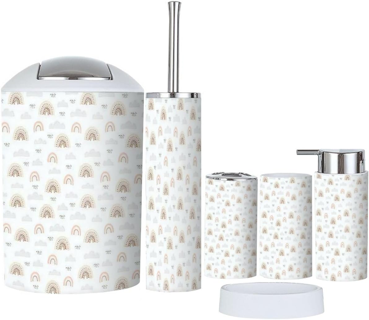 Rainbow Heart Bathroom Accessory Set 6 Piece