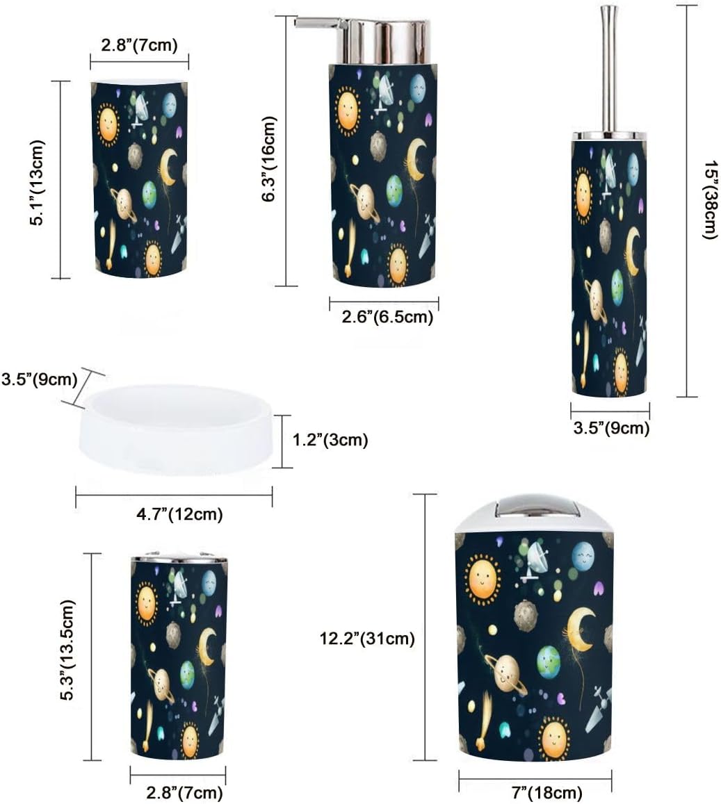 Stylish 6-Piece Bathroom Set for Space Explorers Durable Functional
