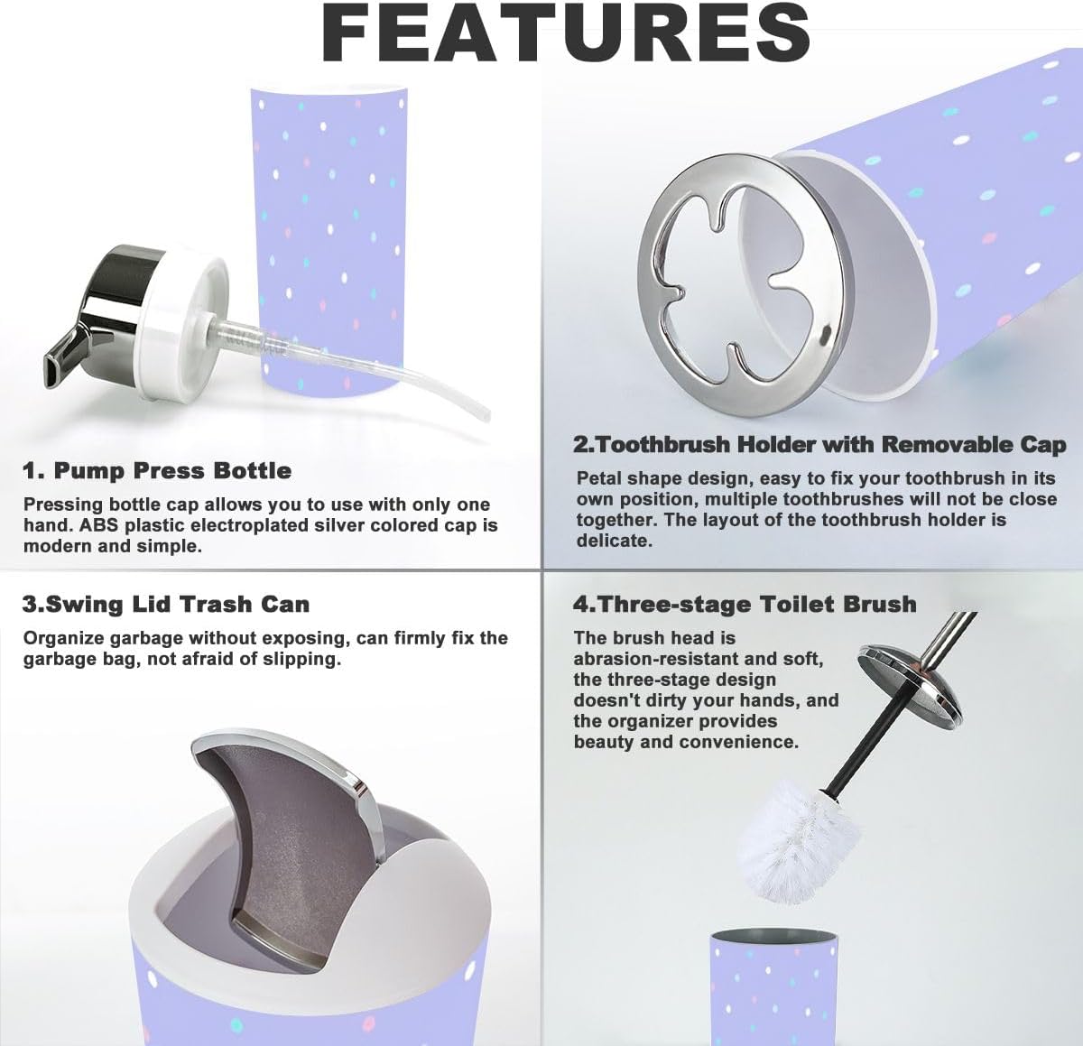XNGJEMVWXO Cute Functional Bathroom Accessory Set - 6 Piece