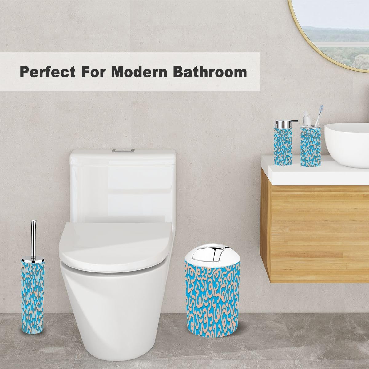 Fun Colorful Bathroom Accessory Set 6 Piece