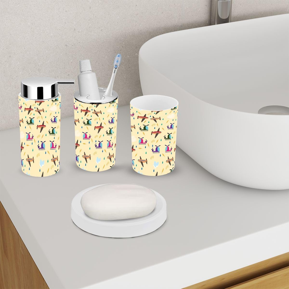 Bathroom Accessory Set for KidsTrucktrimmed Decor