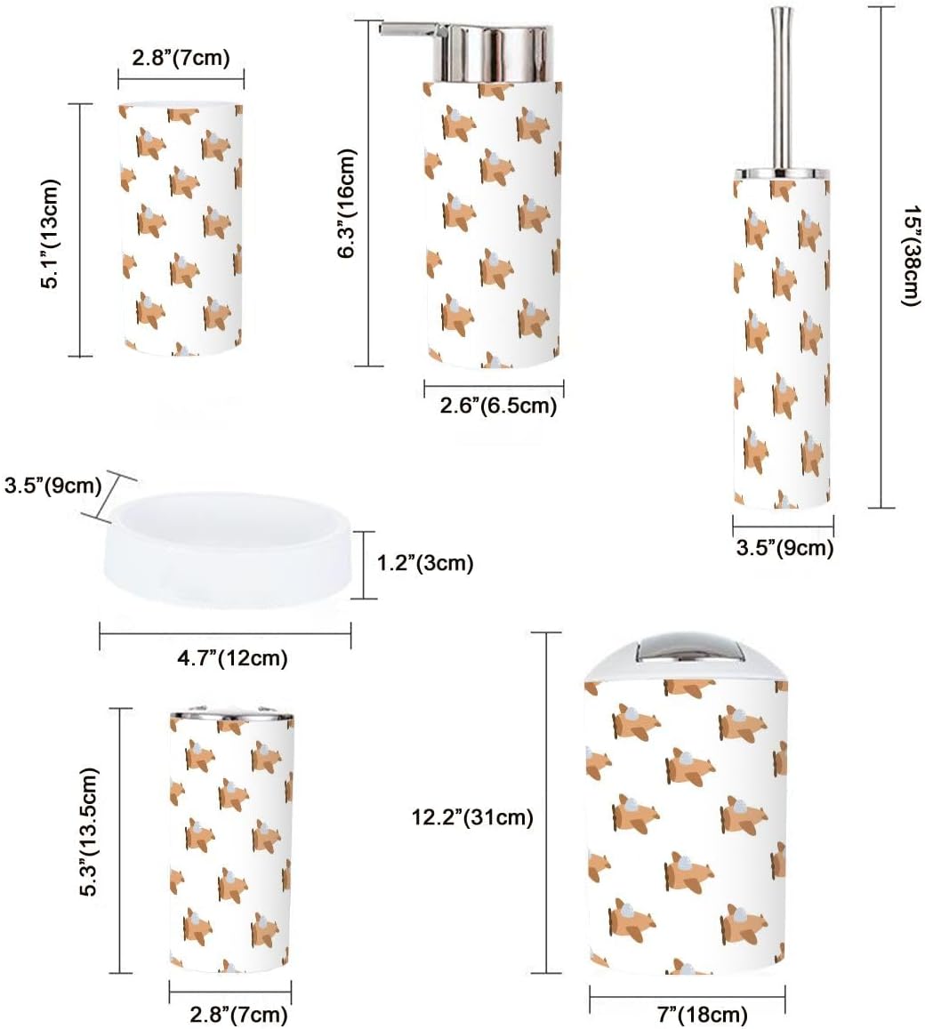 Bathroom Accessory Set 6-Piece Cartoon Airplane Design for Kids
