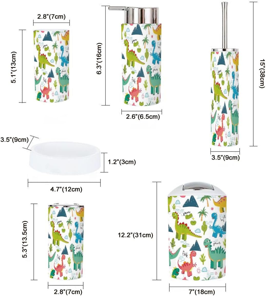 Cute Dinosaur Bathroom Accessory Set 6 Piece