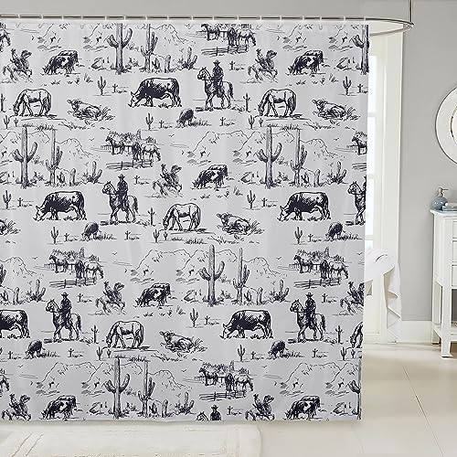 Feelyou 72x78 Western Bathtub shower curtain with desert cactus pattern