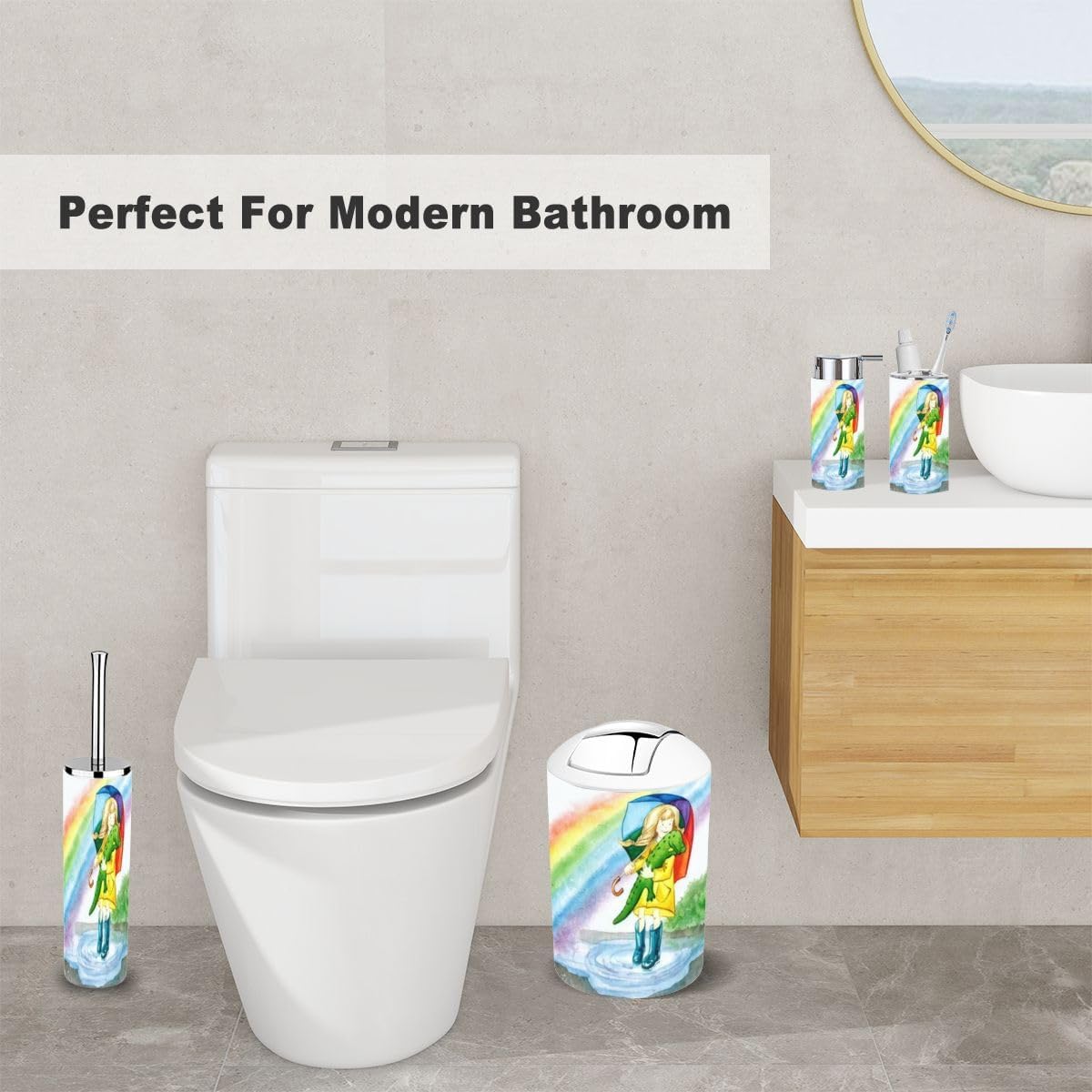 6 Piece Bathroom Accessory Set with Crocodile Design
