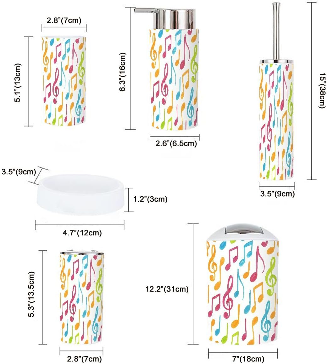 Bathroom Accessory Set 6 Piece Boho Unique Design Trash Can More