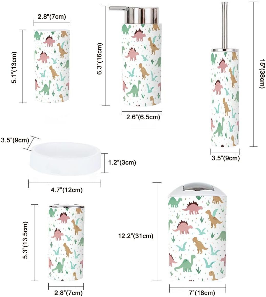 Bathroom Accessory Boho Dinosaurs Set 6 Piece