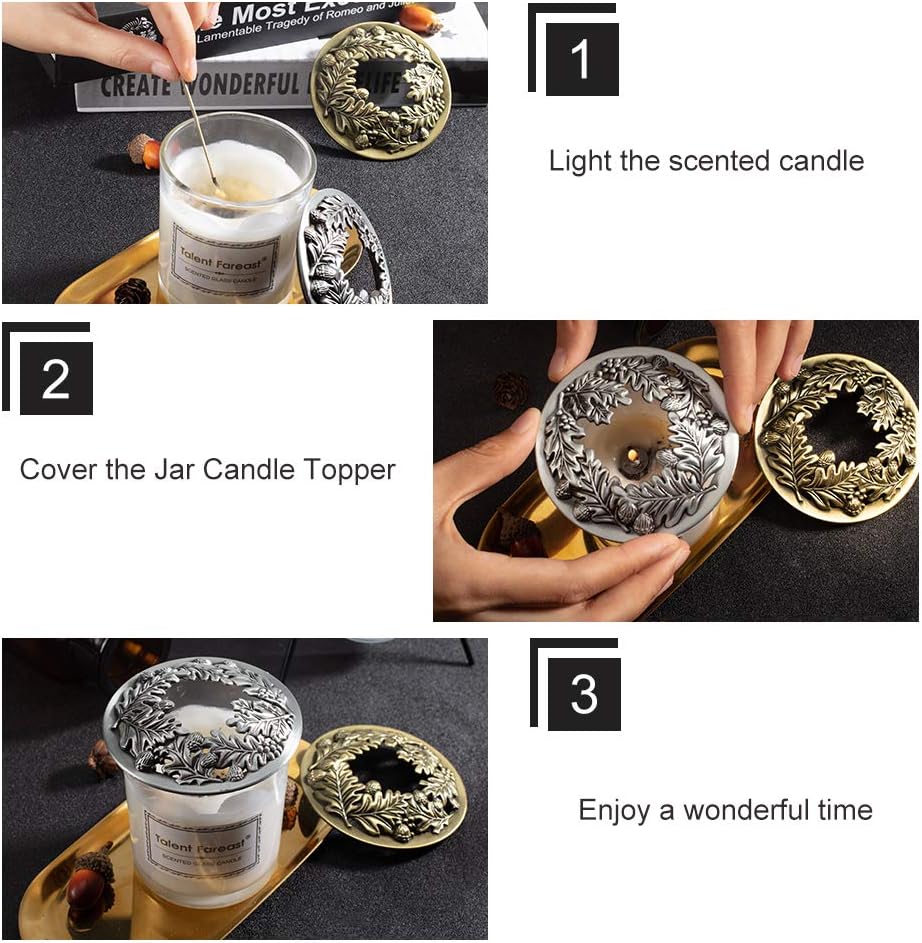 PH PandaHall 2 Pack Jar Candle Topper - Antique Bronze Silver