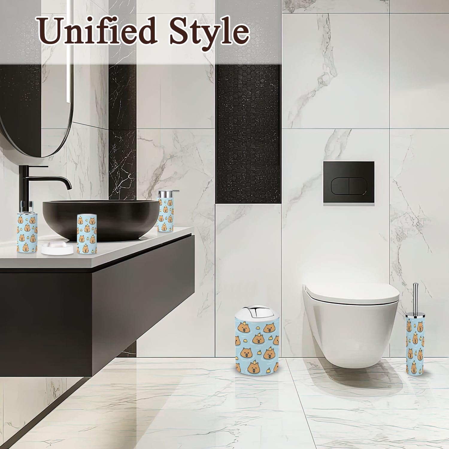 6 Piece Bathroom Accessories Set - Cute and Functional Trading