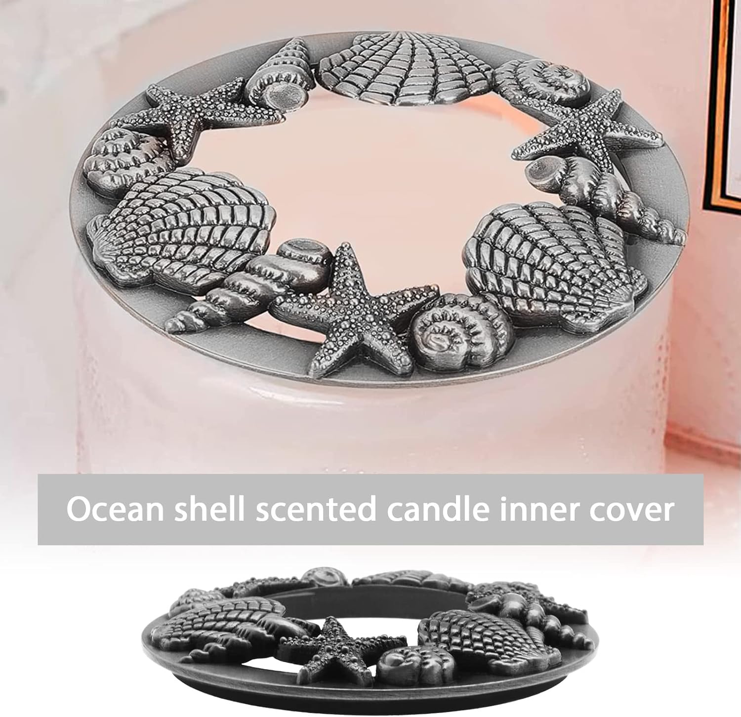 SING FUTILITY - Jar Candle Shade with Antiqued Shell Starfish Pattern Efficient Burning Durable