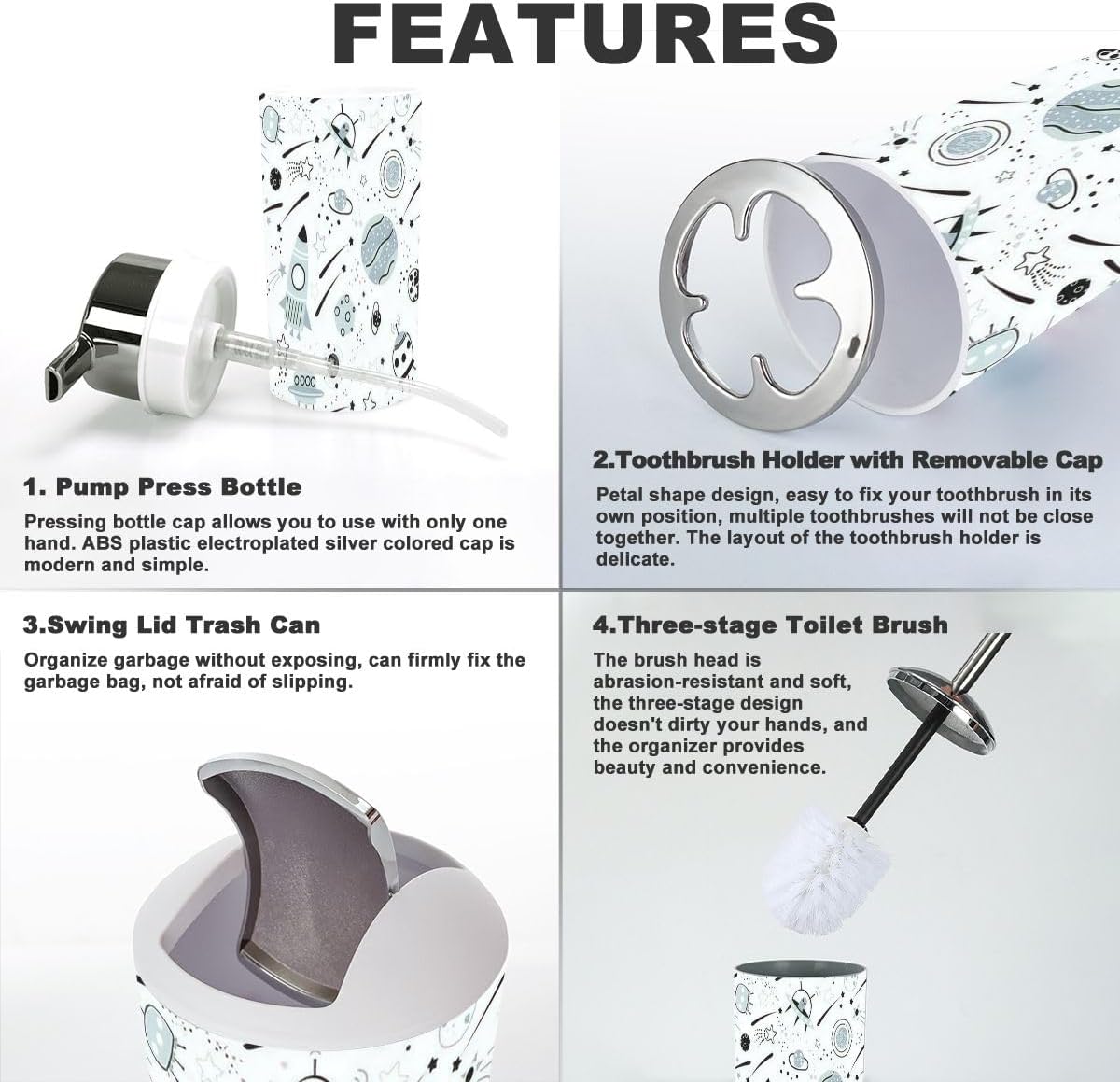 6-Piece Bathroom Accessory Set for Daily Beauty Care