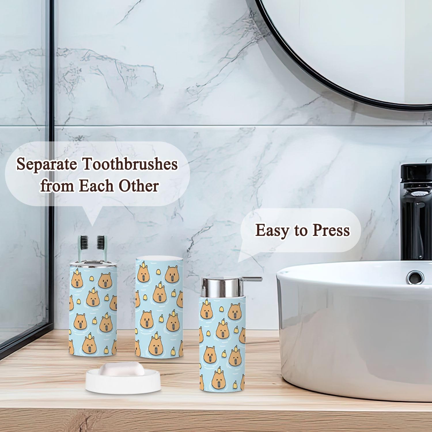 6 Piece Bathroom Accessories Set - Cute and Functional Trading