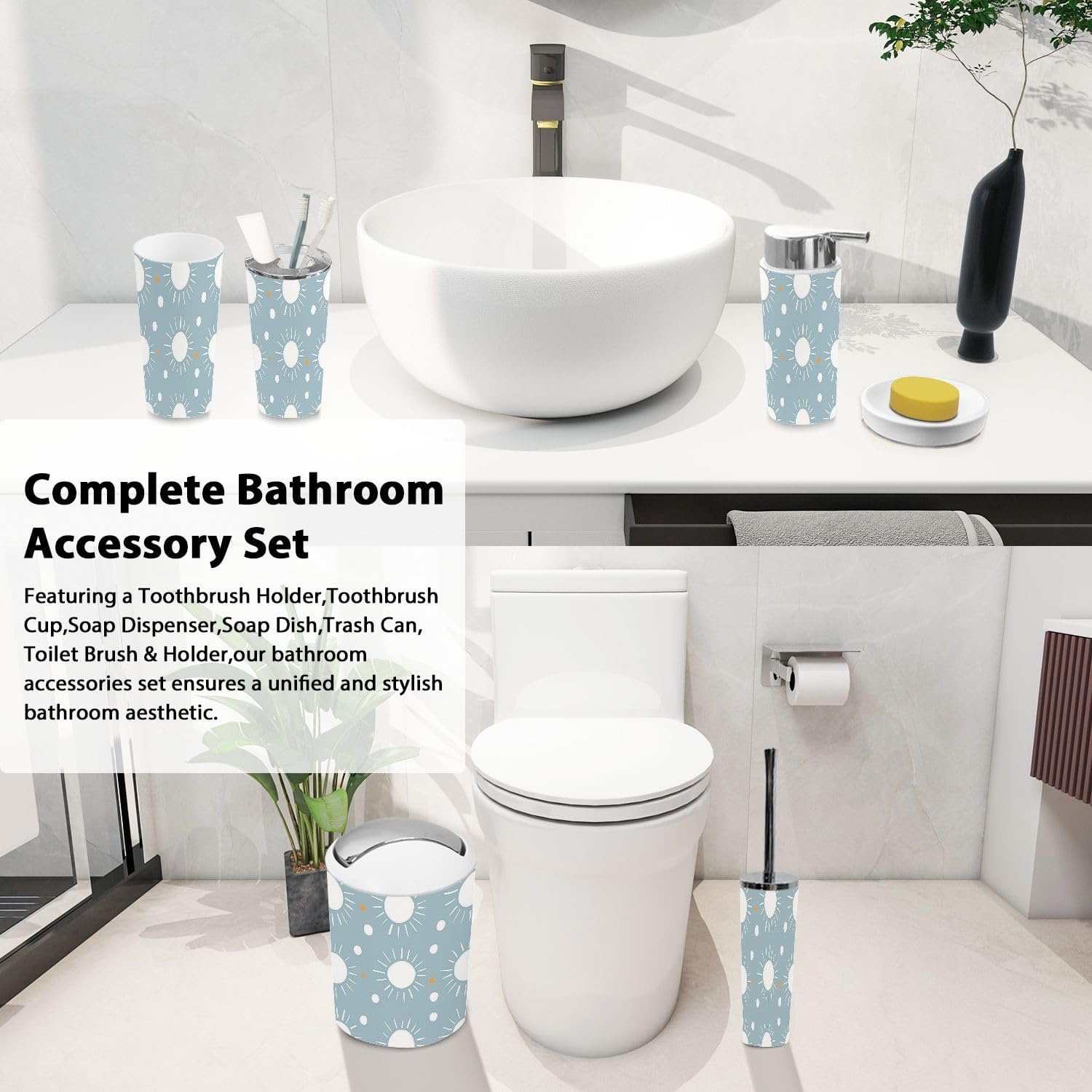 Bathroom Accessories Set 6-Piece Boho Summer