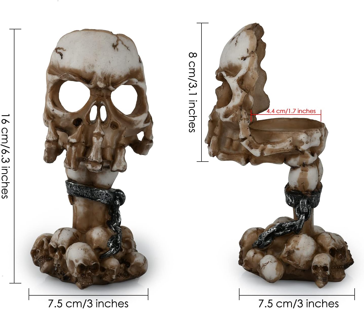 DistinctiveStyle Skull Candle Holder - Halloween Gothic Party Favor