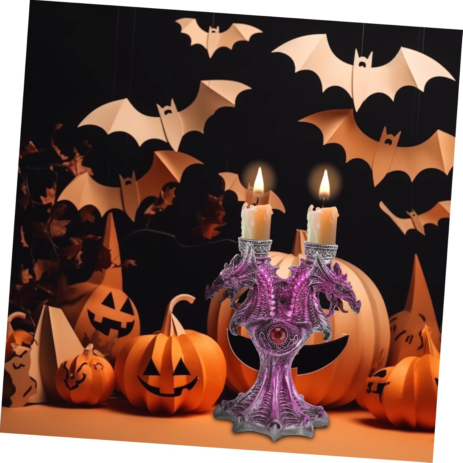 Halloween Alert Resin Dragon Candlestick Holder