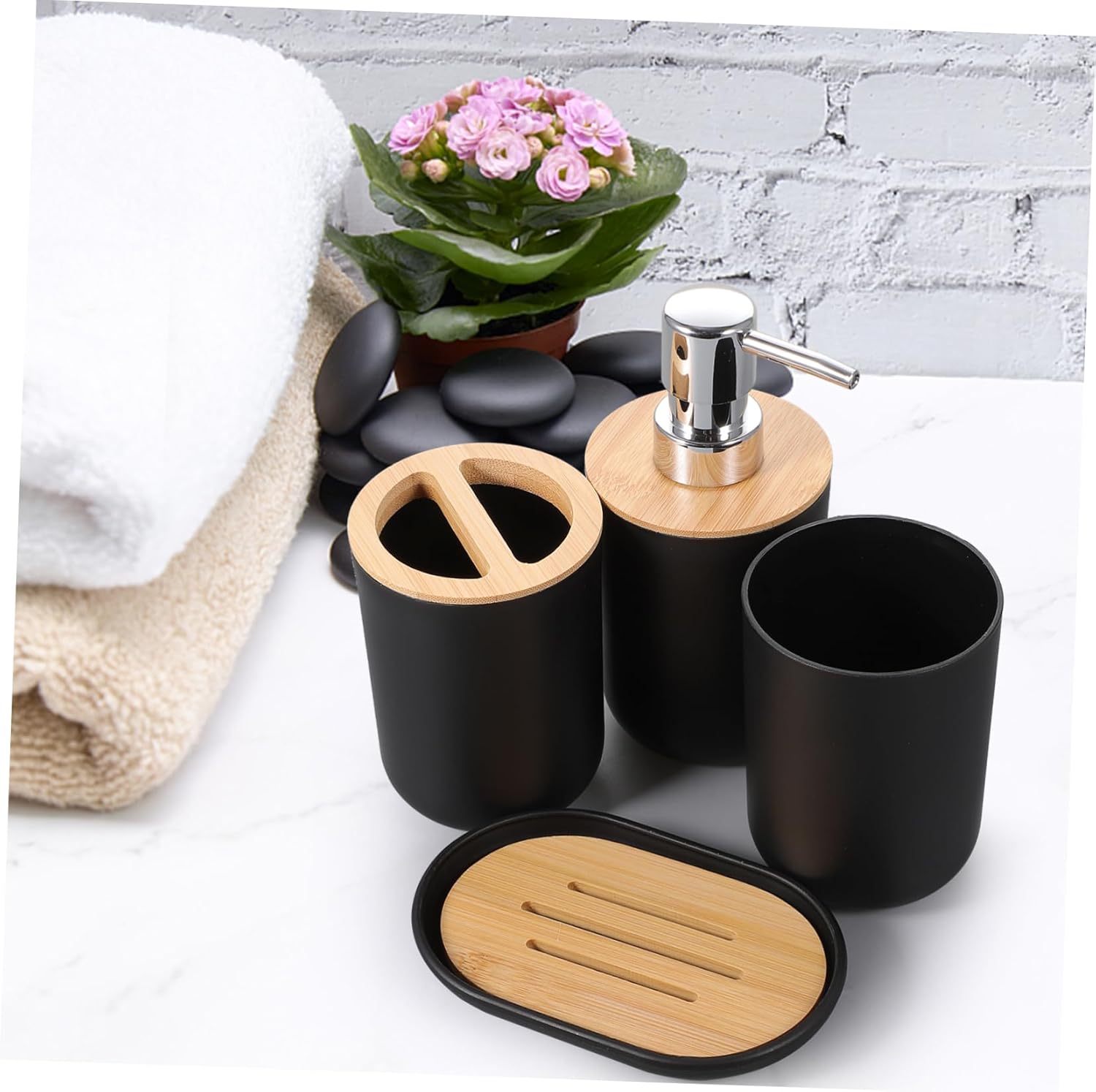 PRETTYZOOM Bathroom Accessories Set