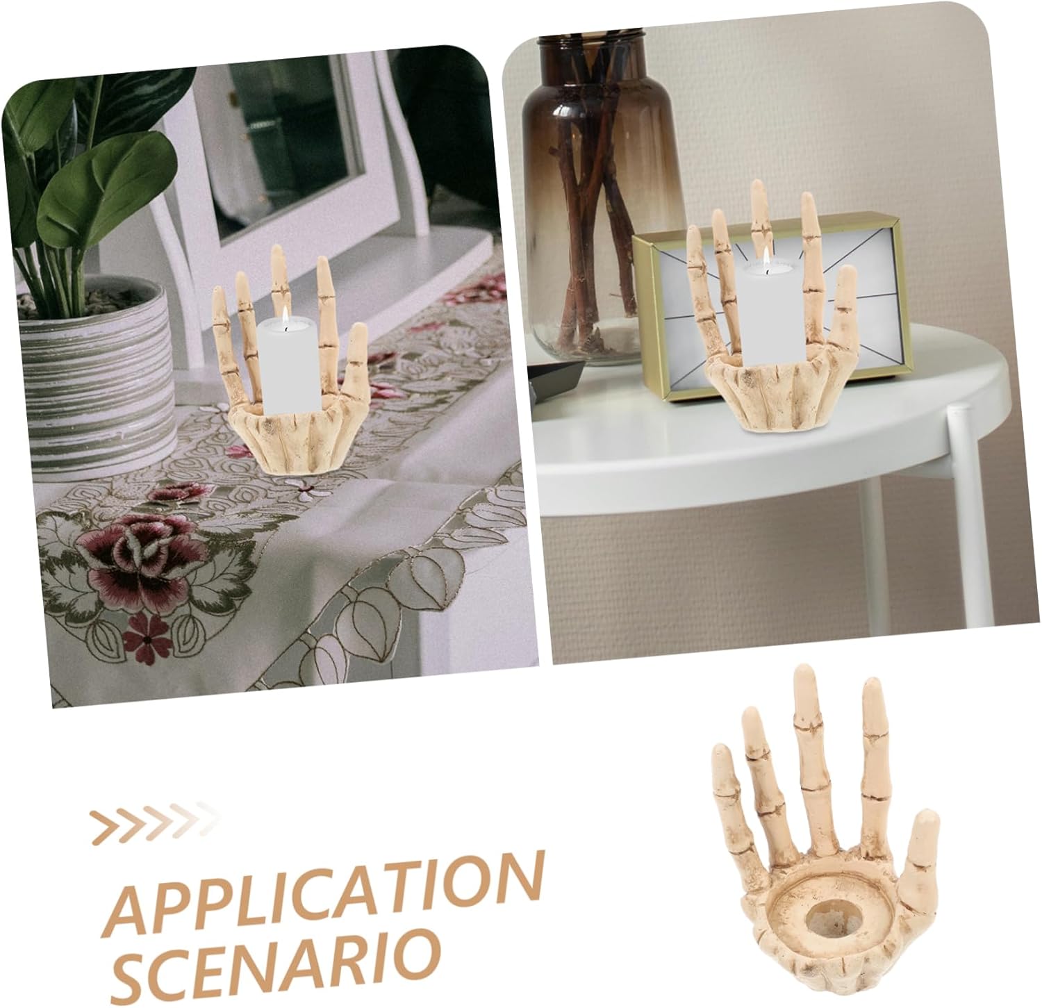 Halloween Skull Candle Holder Resin Skeleton Hand Tea Light Stand