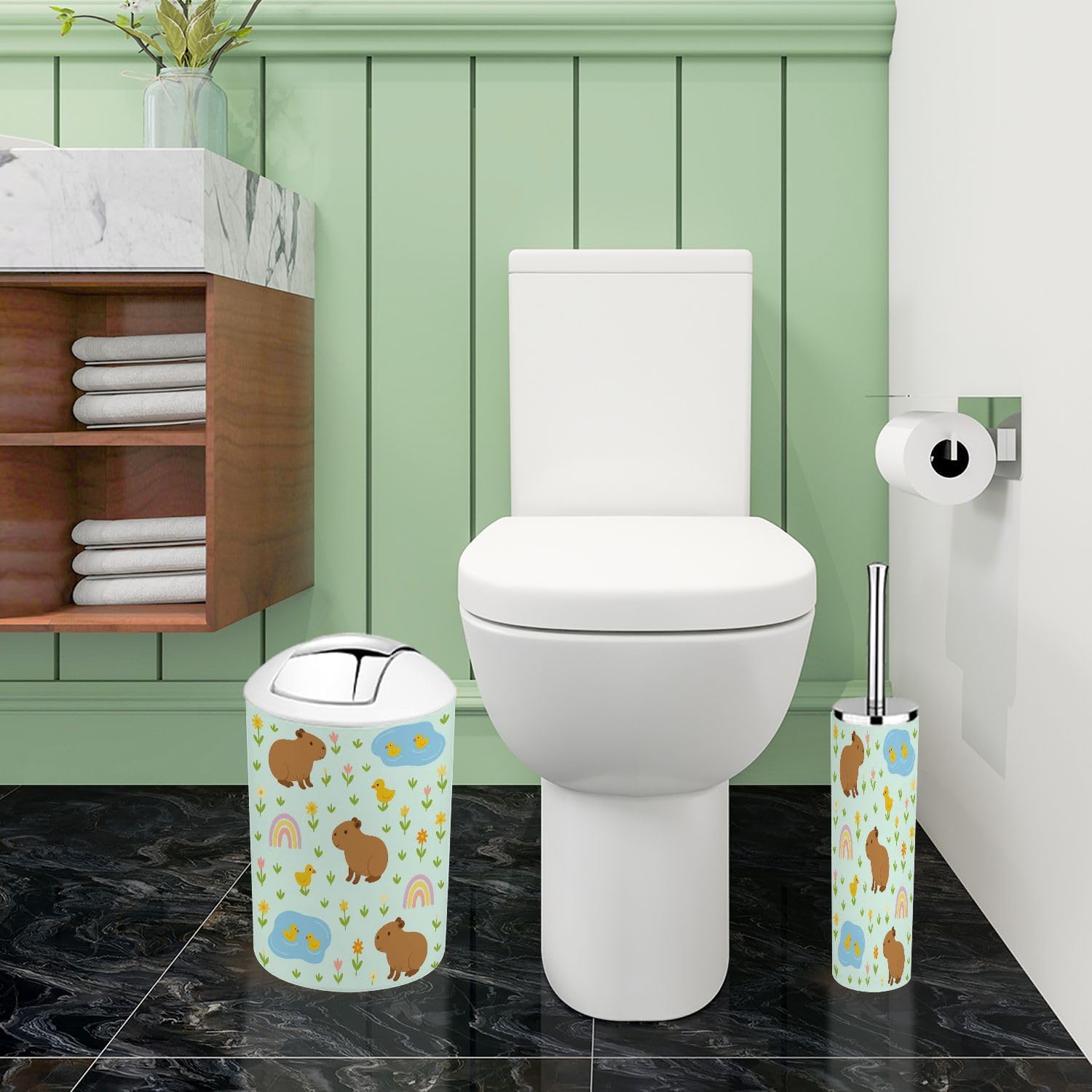 tranqdehom bohi capybara 6-piece bathroom accessory set