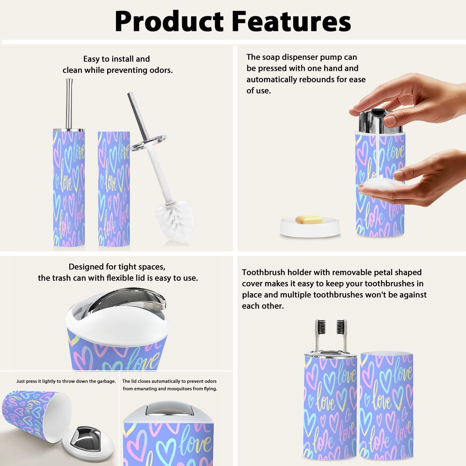 Bohemian Bathroom Set for Girls Wash Care Essentials