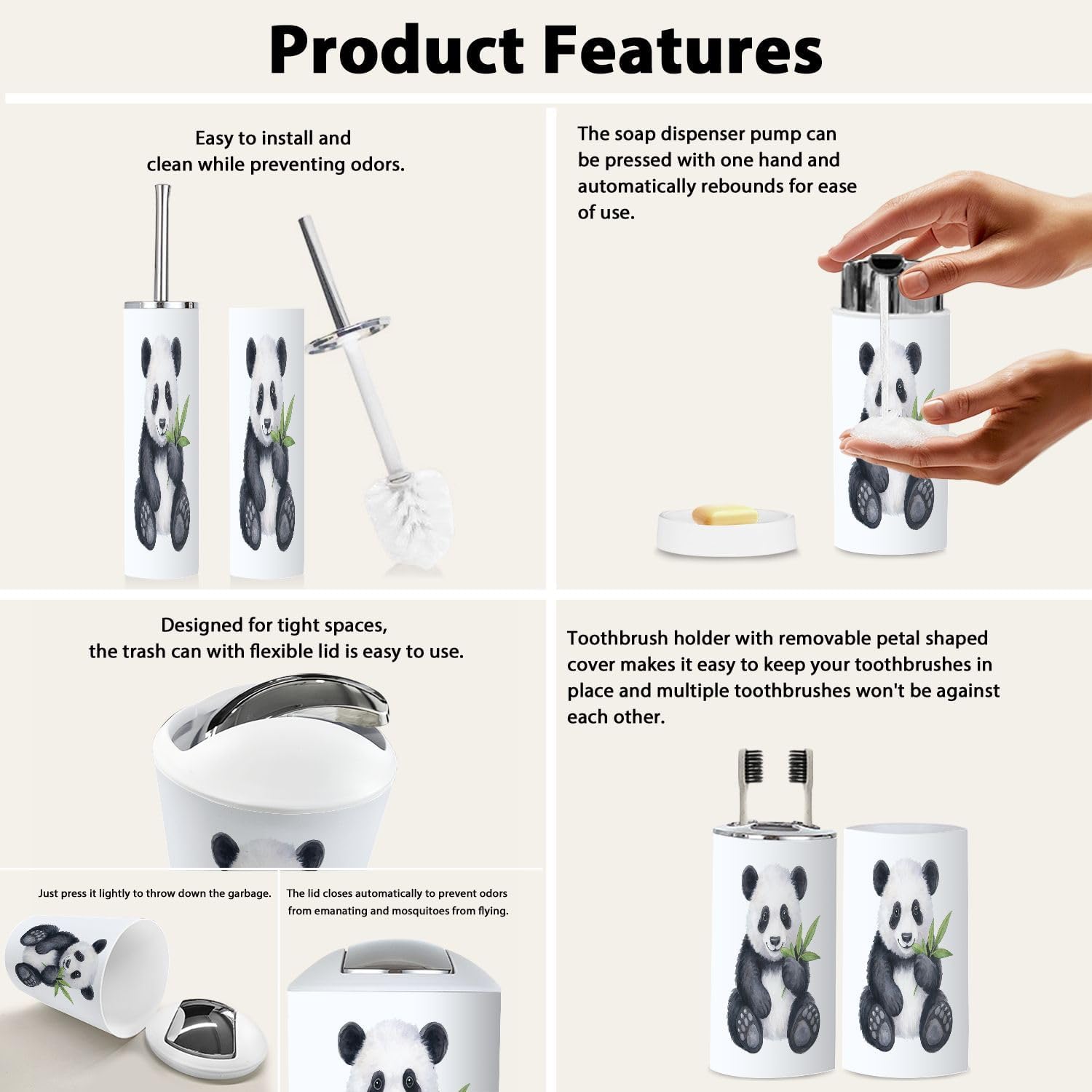 6-Piece Bathroom Accessory Set Sturdy Durable Easy to Clean