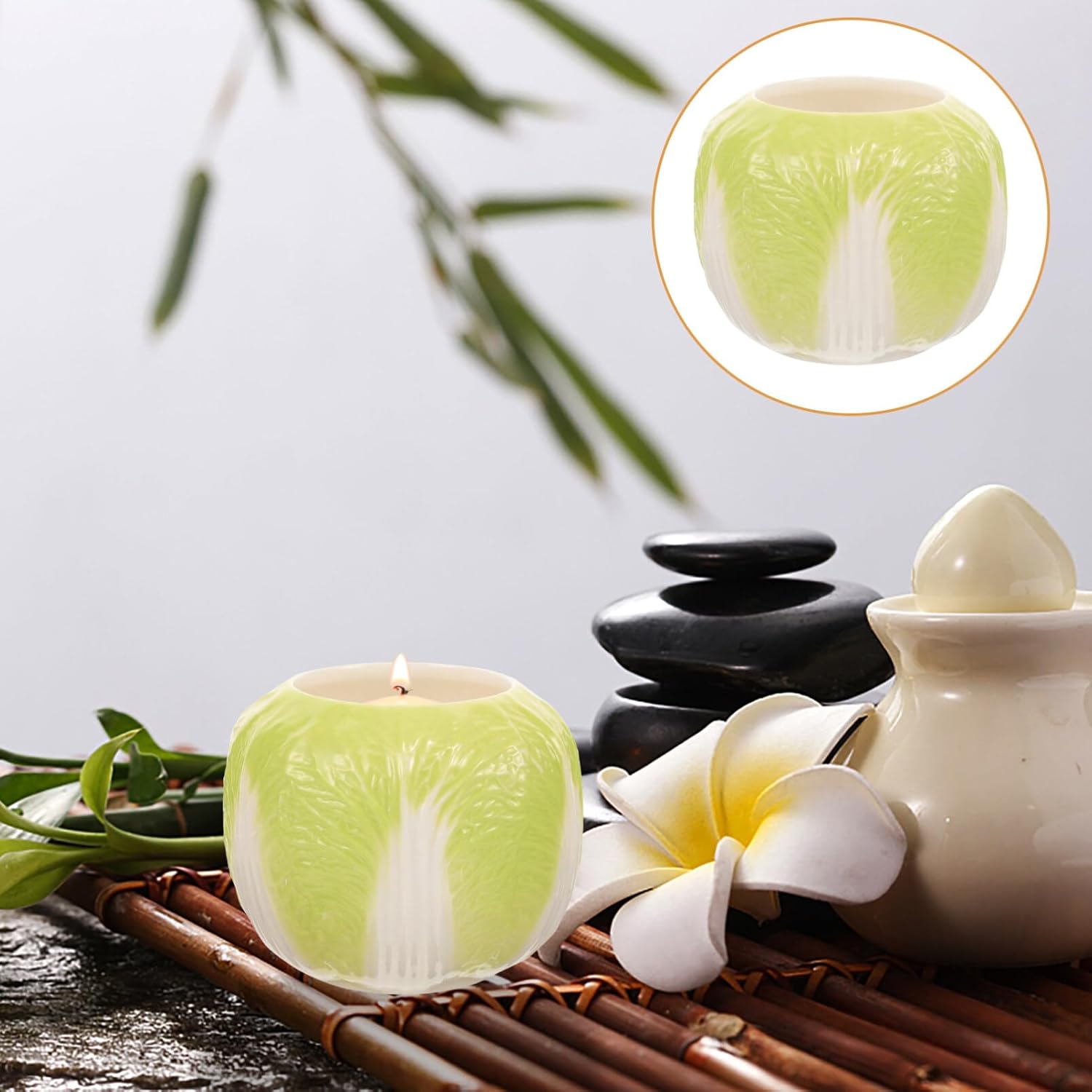 Unique Cabbage Shaped Ceramic Candle Holder for Tea Lights Desktop Centerpiecestylish Durable