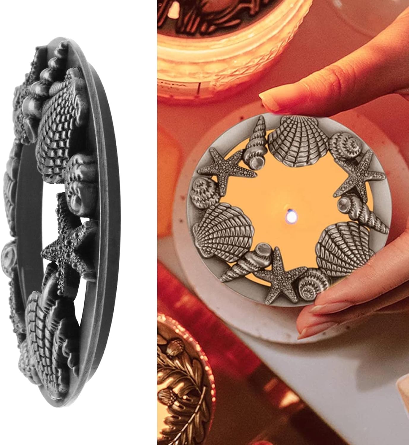SING FUTILITY - Jar Candle Shade with Antiqued Shell Starfish Pattern Efficient Burning Durable