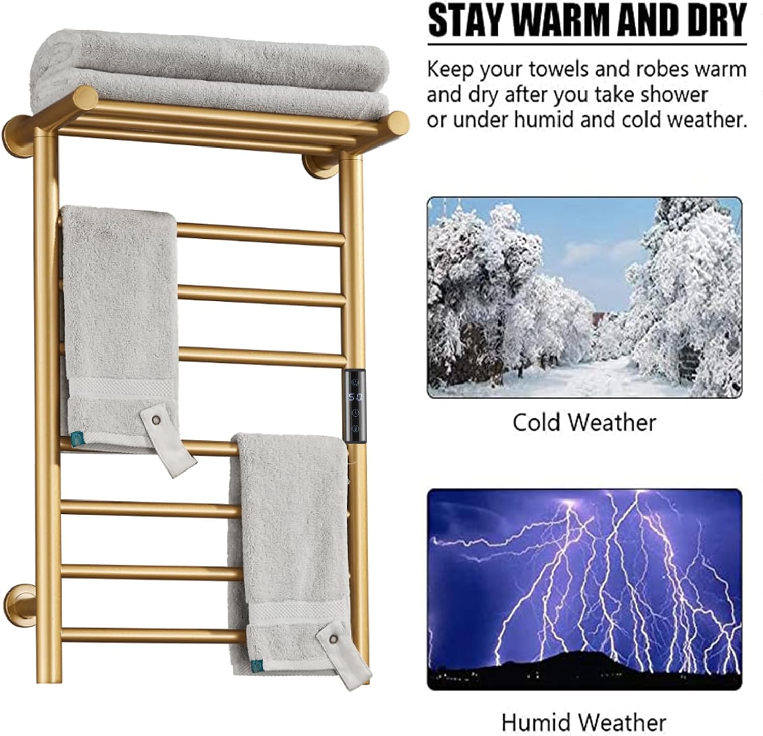 7-in-1 Electric Towel Warmer with Timer Durable Energy Efficient