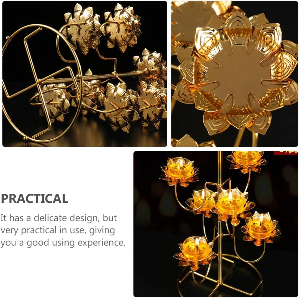 EXCEART Lotus Candle Wrought Candelabra Holder Set