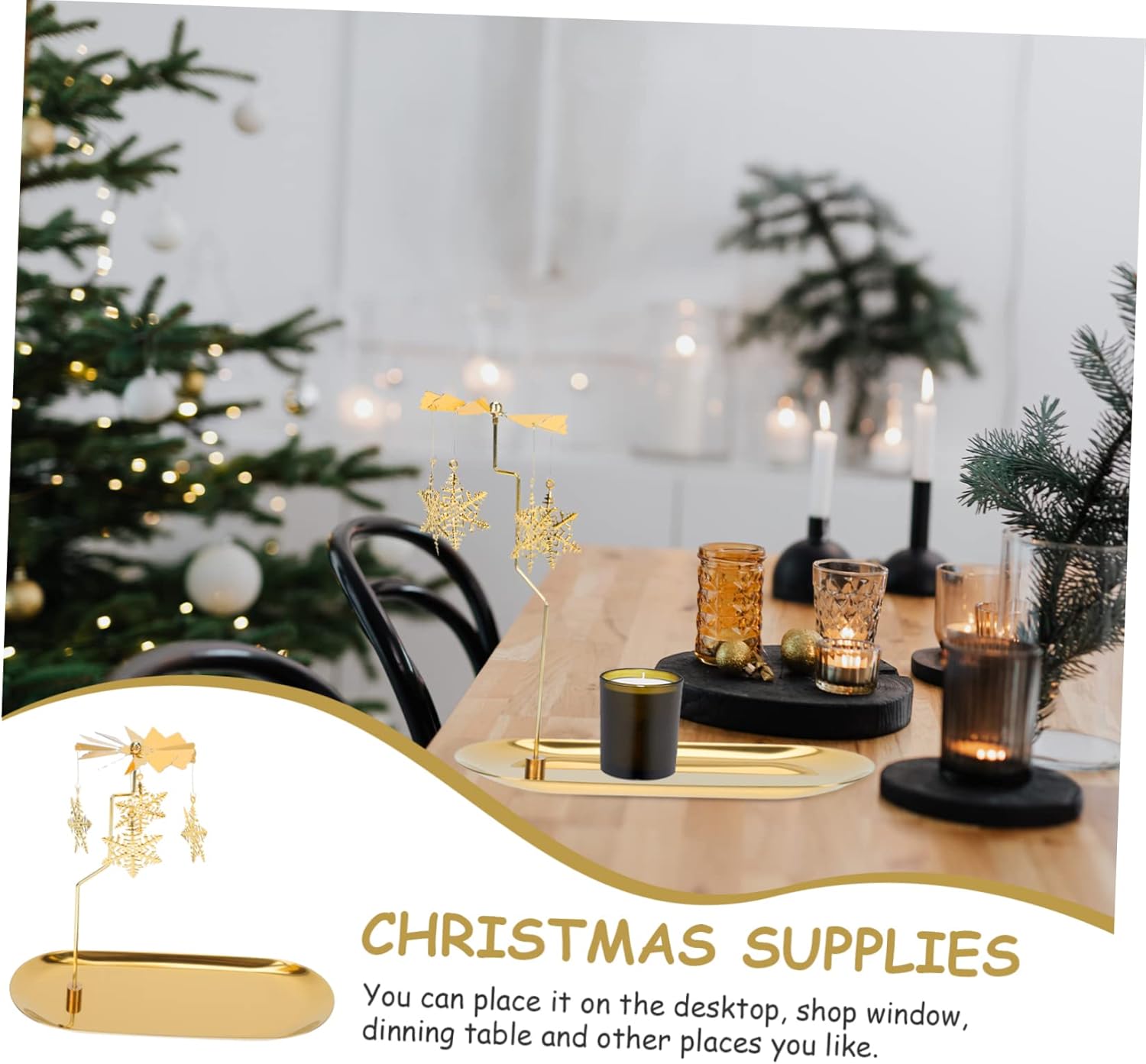 Exquisite Snowflake Candle Holder Rotating Gold Scented Tray