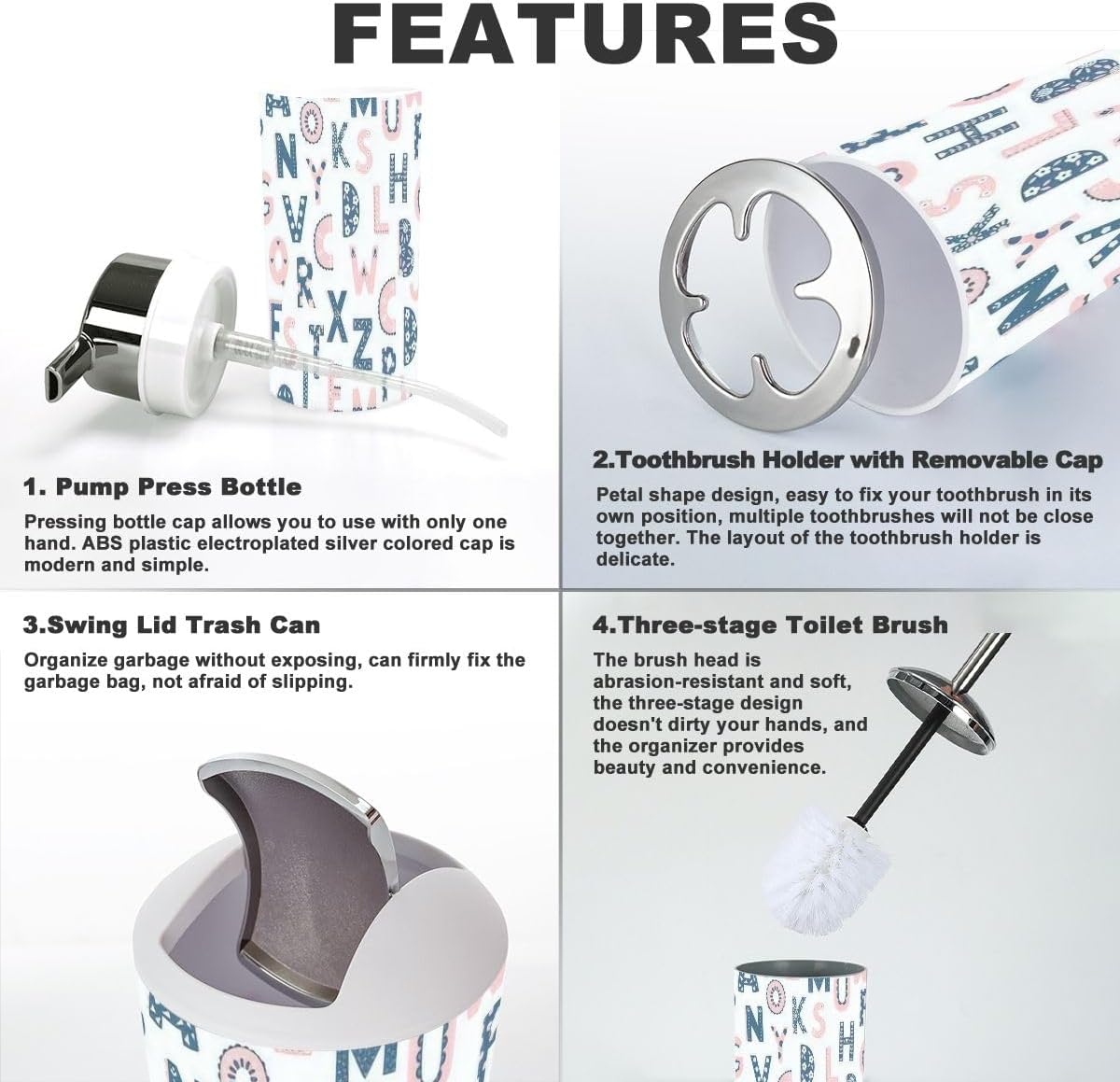 Cute 6-Piece Bathroom Set for Home Use