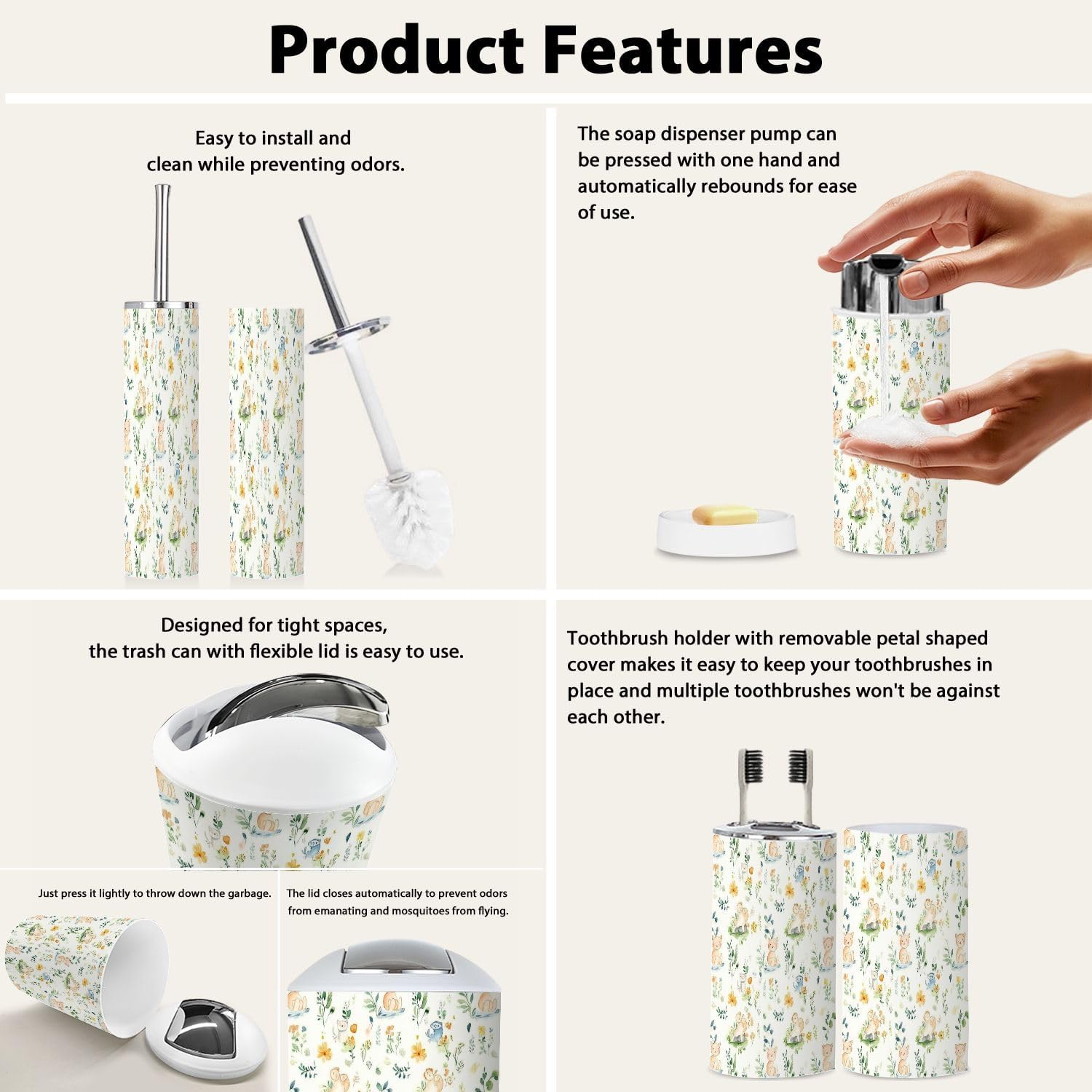 Boho Nursery Rhyme 6-Piece Bathroom Accessory Set