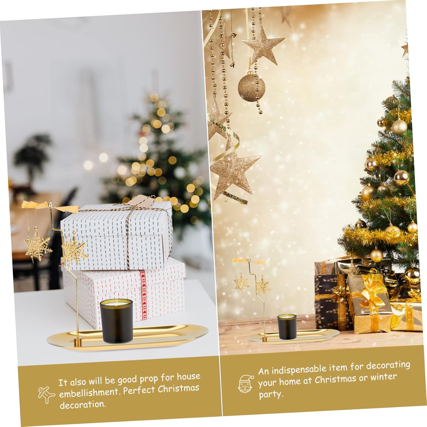 Gilded Snowflake Candleholder for Home Kitchen Rotating Scented Candle Display