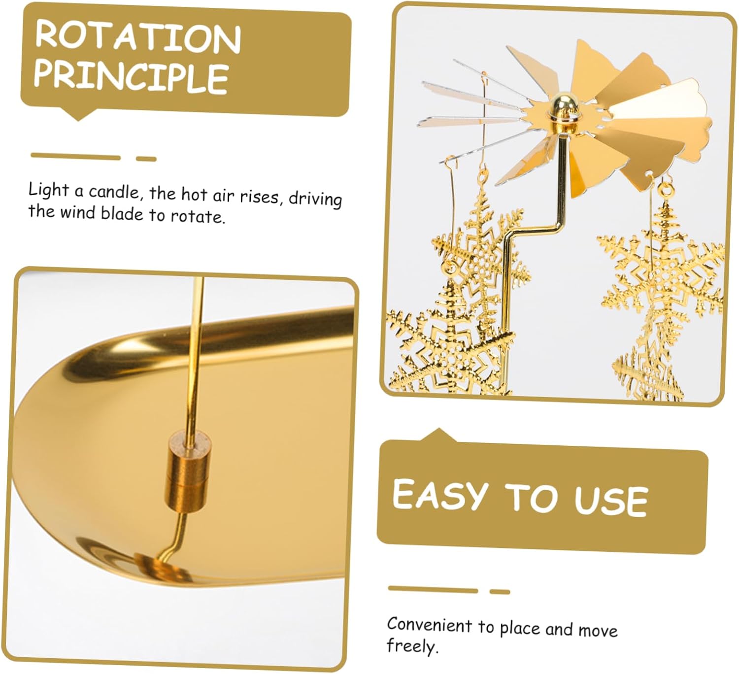Gilded Snowflake Candleholder for Home Kitchen Rotating Scented Candle Display