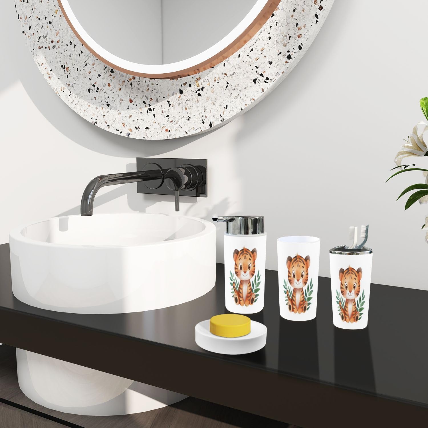 Stylish 6-Piece Bathroom Set Boho Style