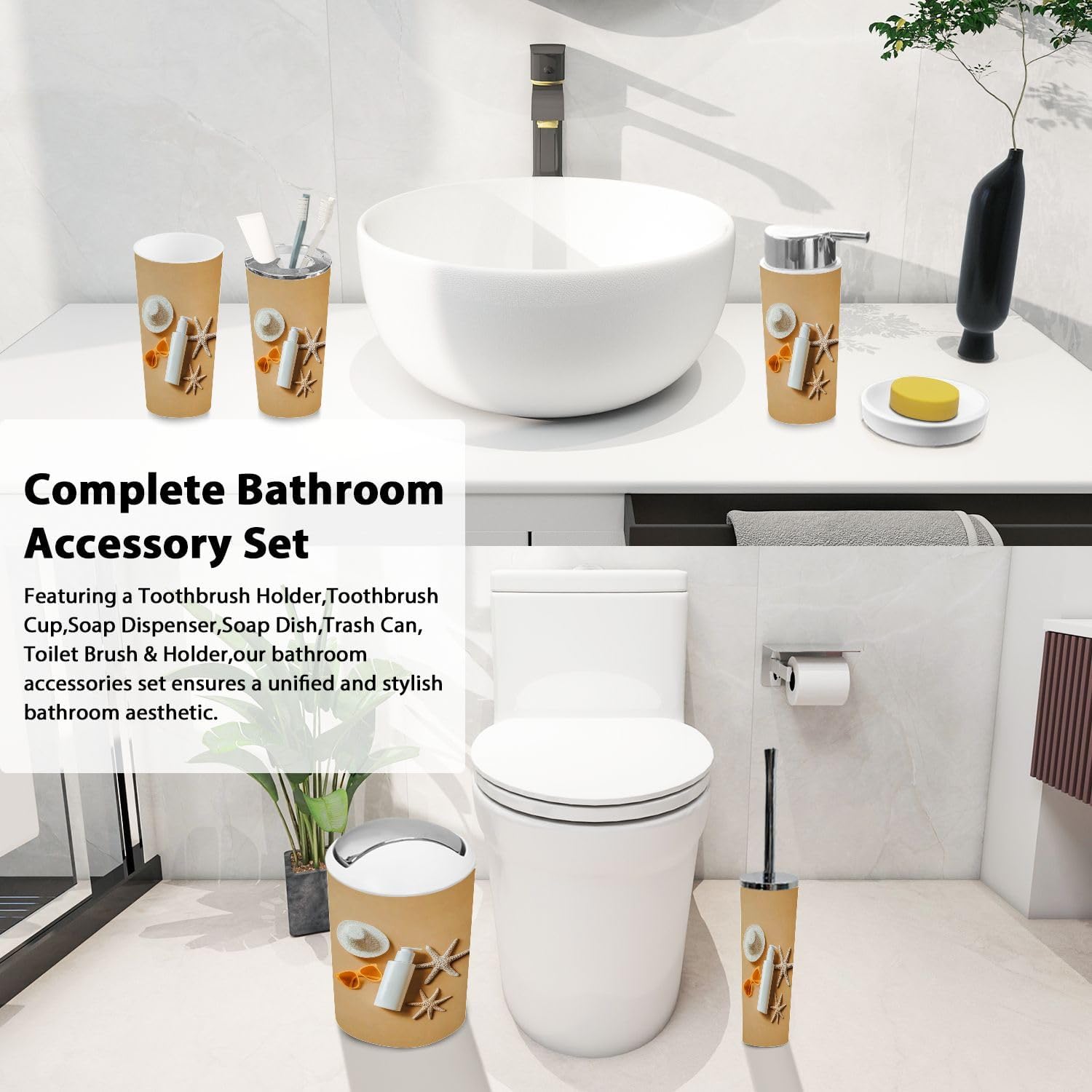 Bathroom Organizing Set 6 Essential Pieces by TRANQDEHOM