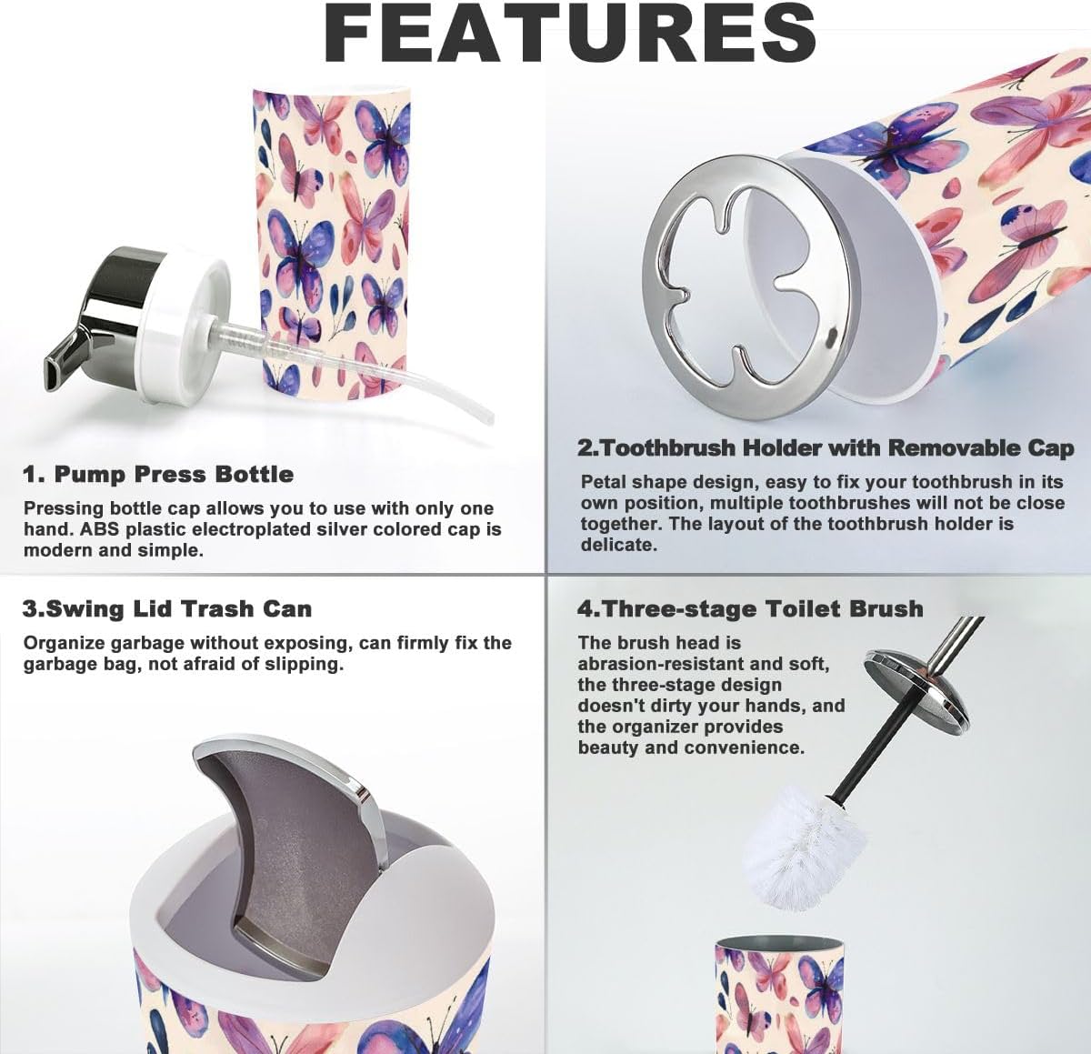Stylish 6-Piece Bathroom Accessories Set for Home Use