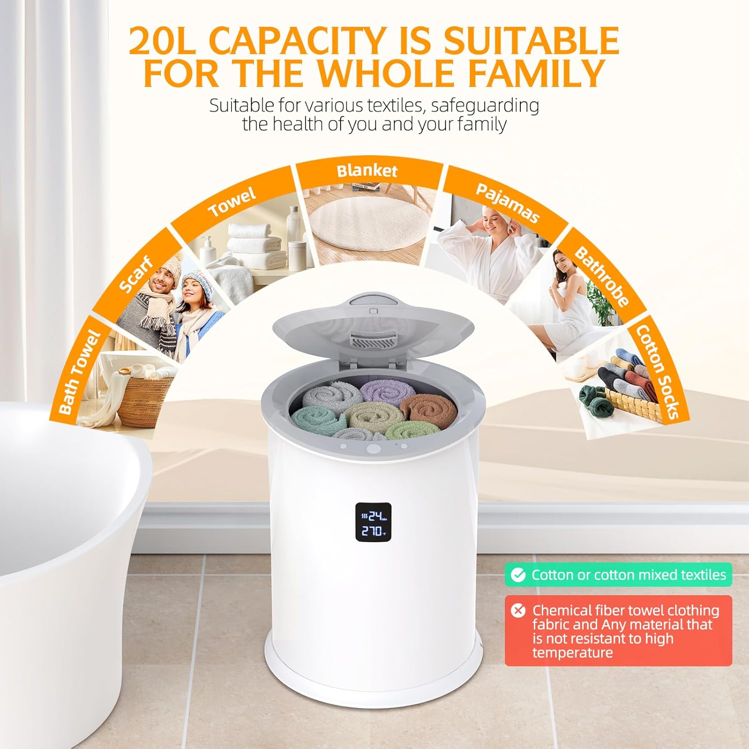Luxury Bath Towel Warmer with Timer and LED Display