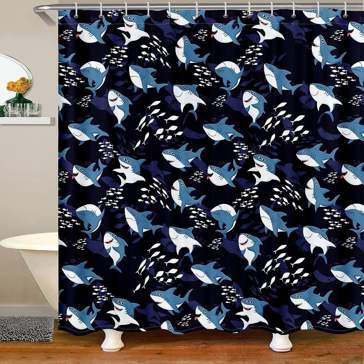 Erosebird Shark Shower Curtain for Kids