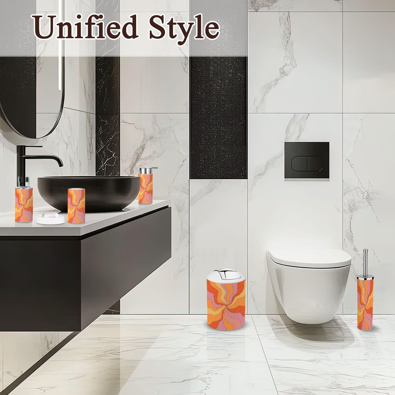 Hippie Boho Retro 6-Piece Bathroom Accessory Set