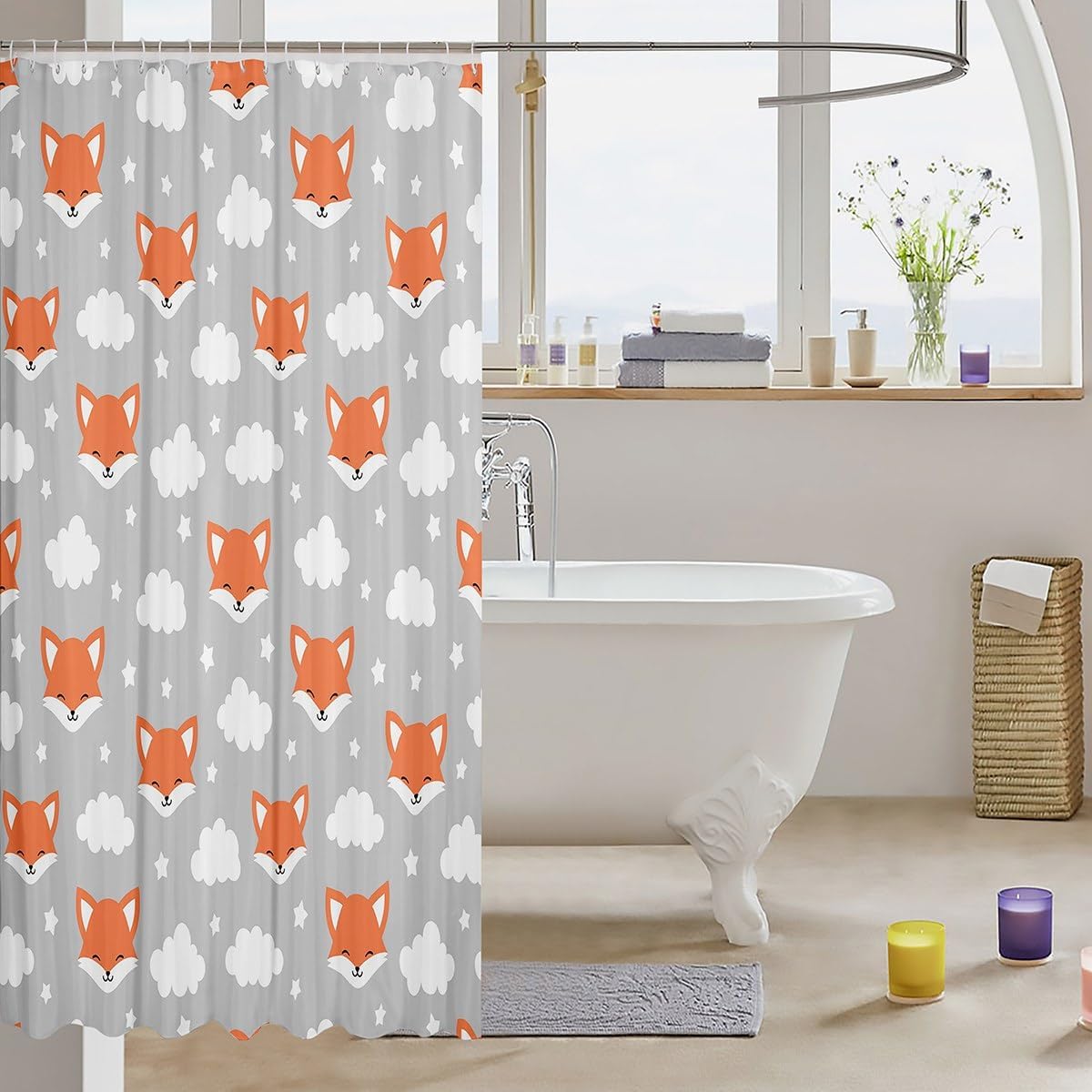 Cute Fox bathroom shower curtain set 72x72 inches 1 piece
