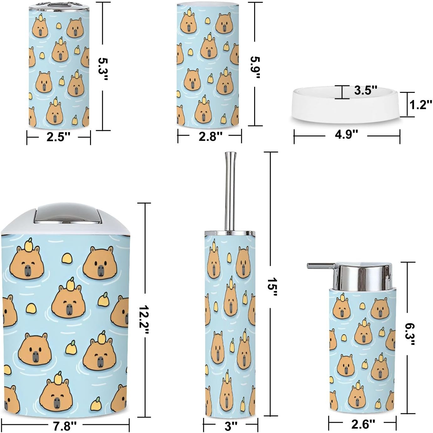 6 Piece Bathroom Accessories Set - Cute and Functional Trading