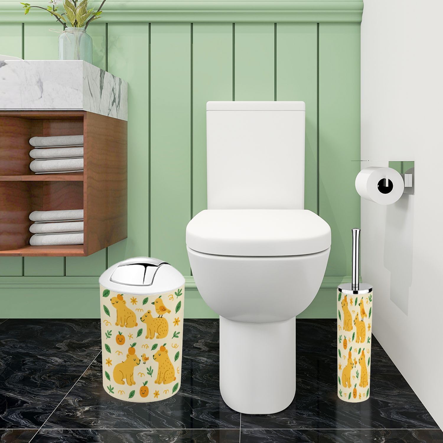 Boho Capybara Bathroom Accessory Set 6 Piece 1