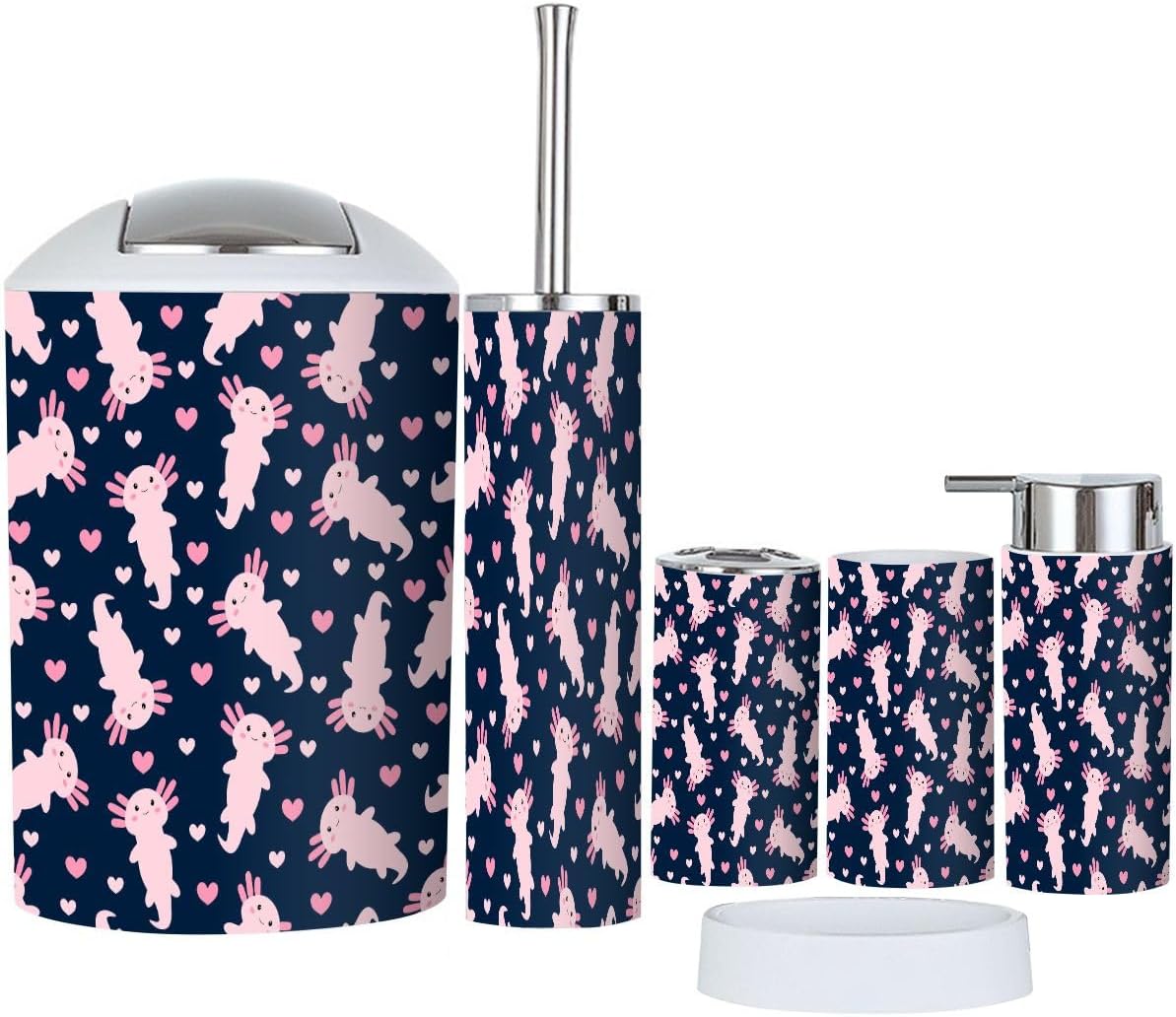 Cute Cartoon Axolotl Bathroom Accessory Set