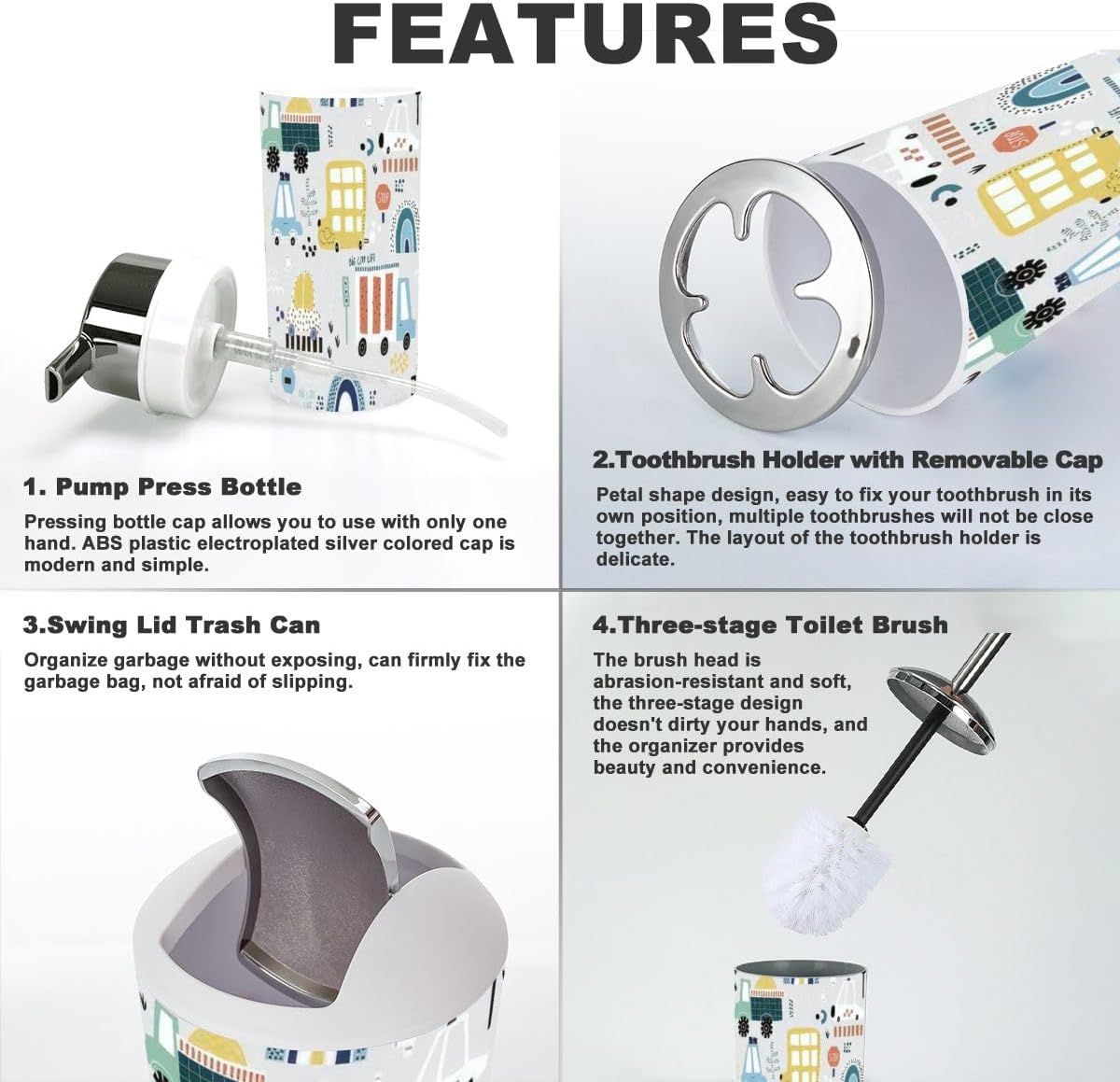 Bathroom Accessory Set Rainbow Road Design