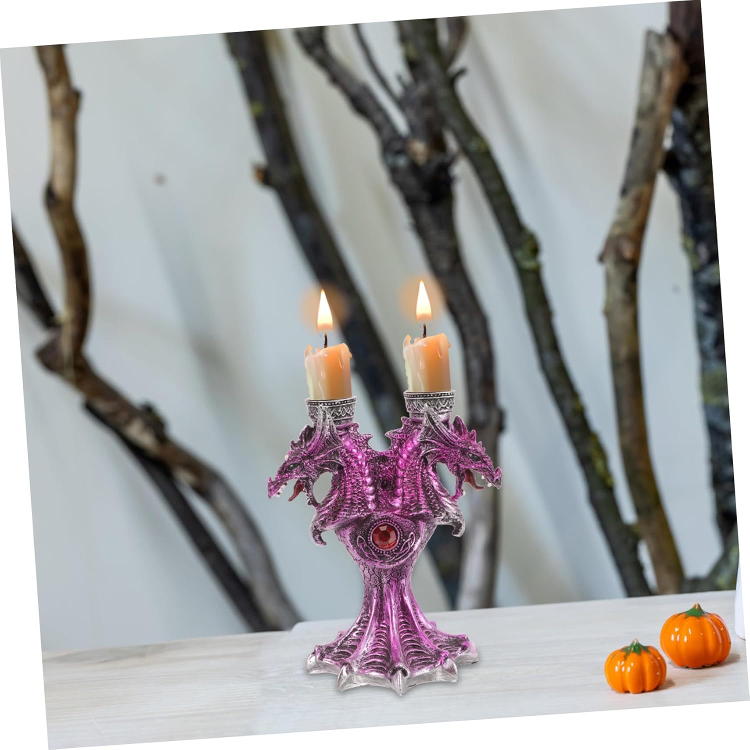Cabilock Resin Gothic Halloween Dragon Stick Holder Candle