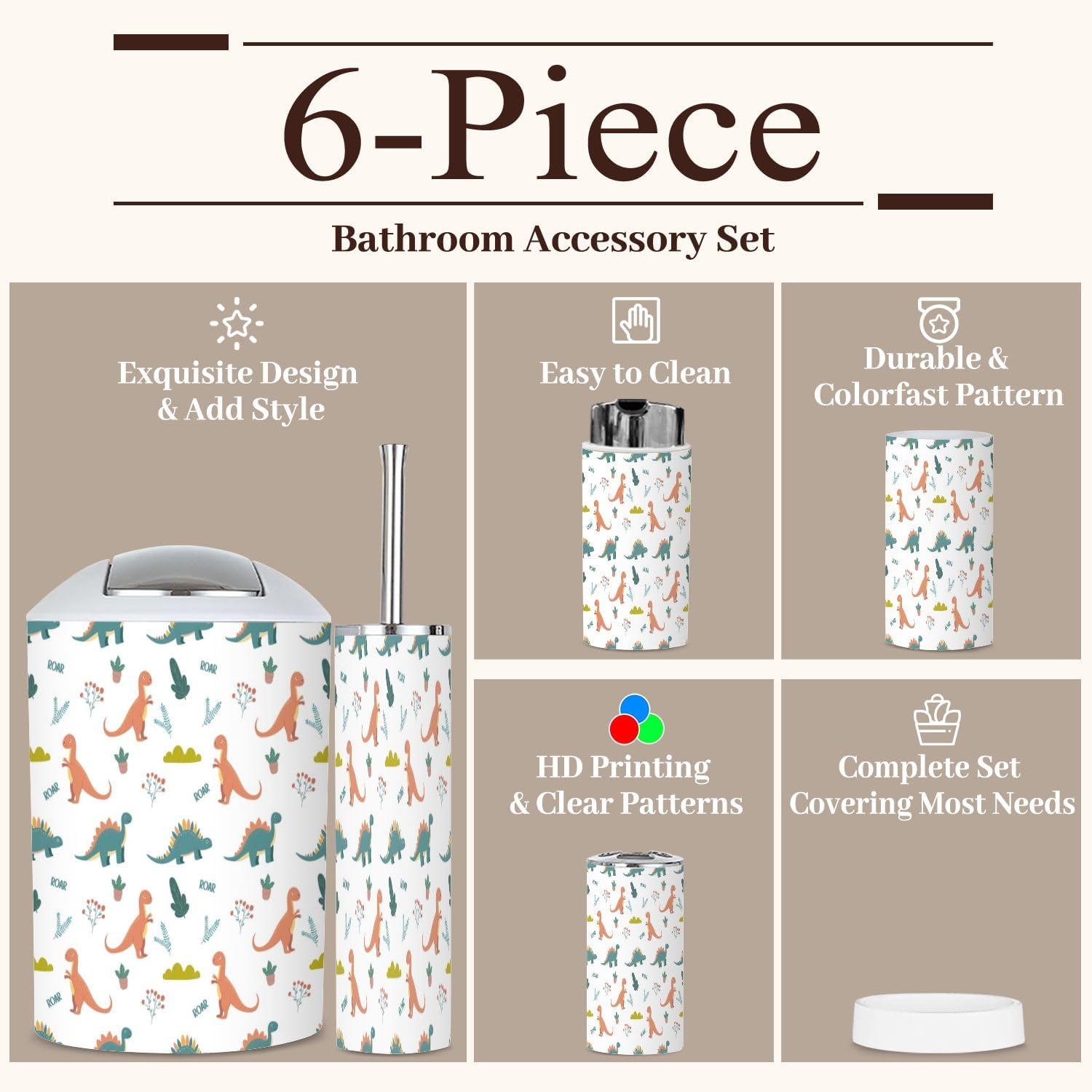 Fun Dinosaur Bathroom Set for Kids