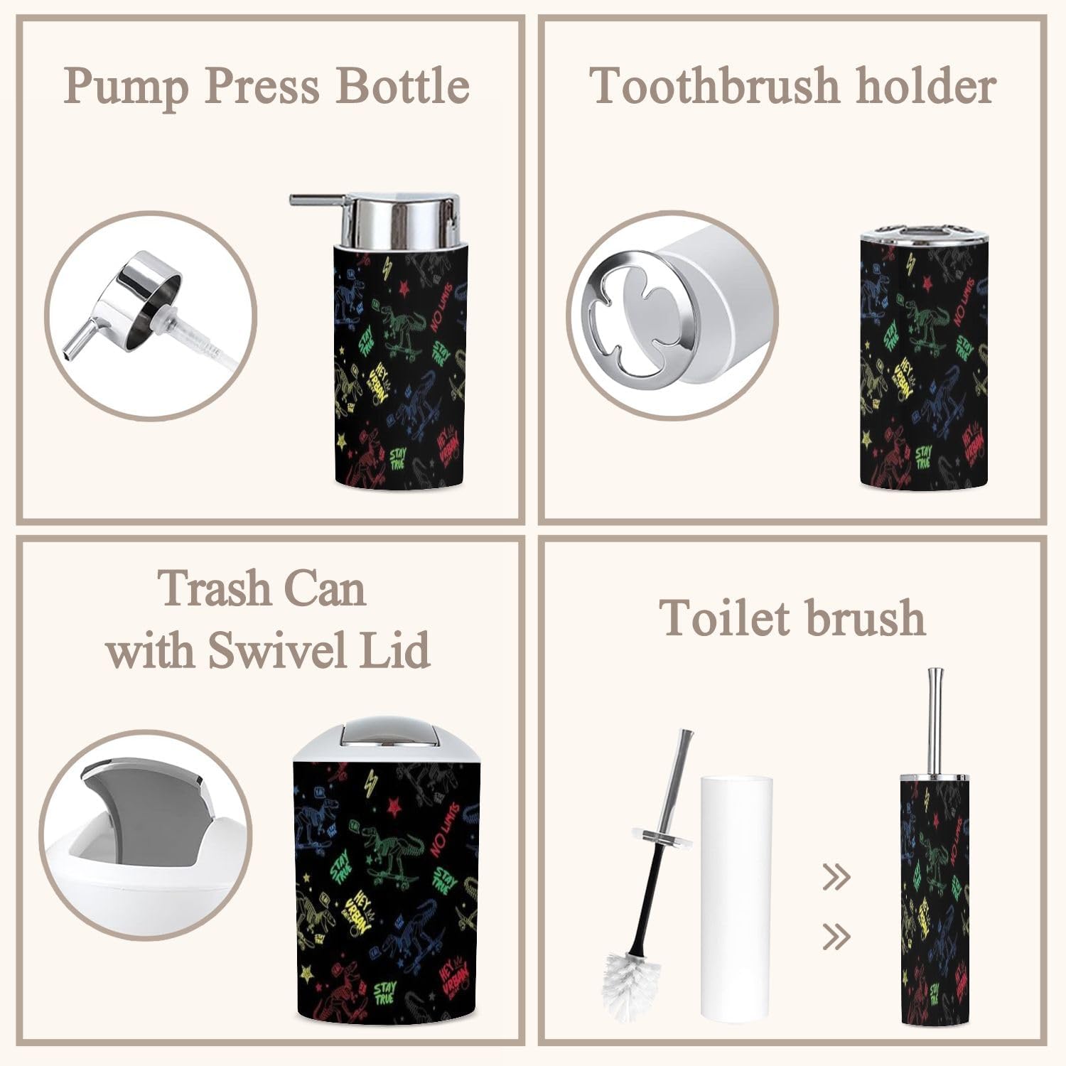 Dinosaur Skateboard Bathroom Set