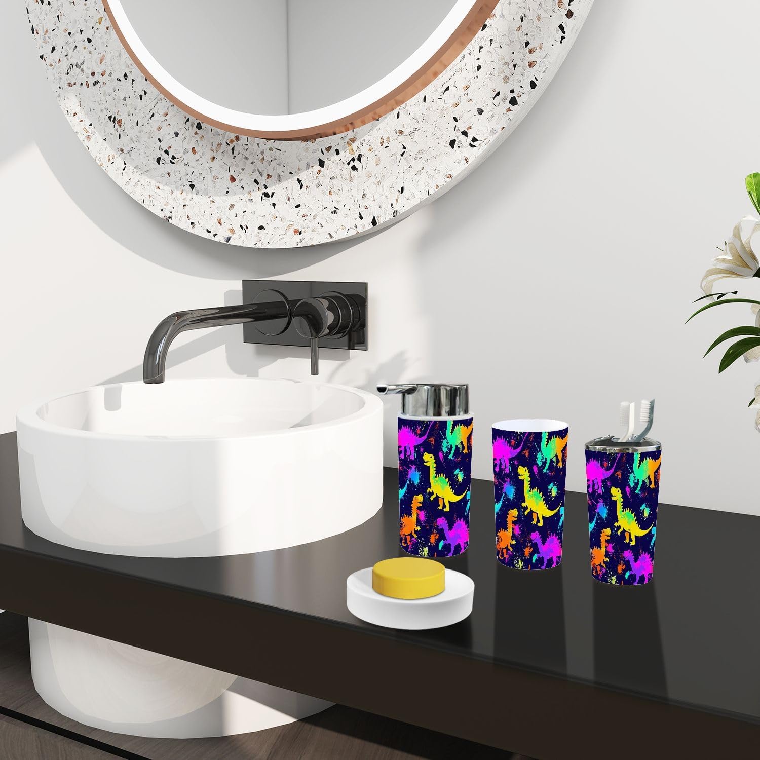 Boho Neon Bathroom Accessory Set 6 Pieces